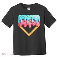 Ice Cream Drip Baseball Stuff Baseball Home Plate Dripping Toddler T-Shirt thumb 0