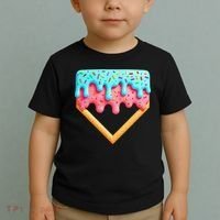 Ice Cream Drip Baseball Stuff Baseball Home Plate Dripping Toddler T-Shirt thumb 2