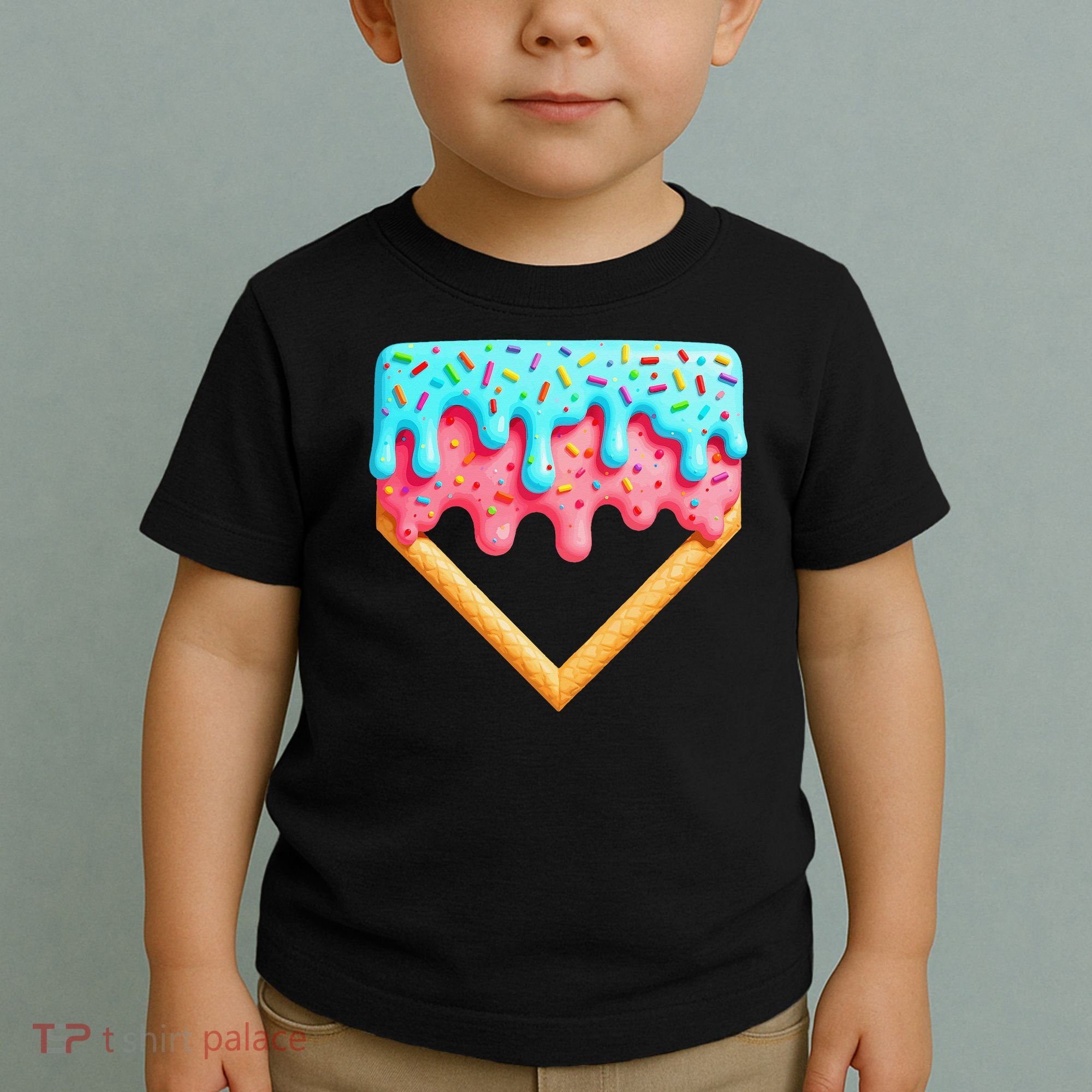 Ice Cream Drip Baseball Stuff Baseball Home Plate Dripping Toddler T-Shirt