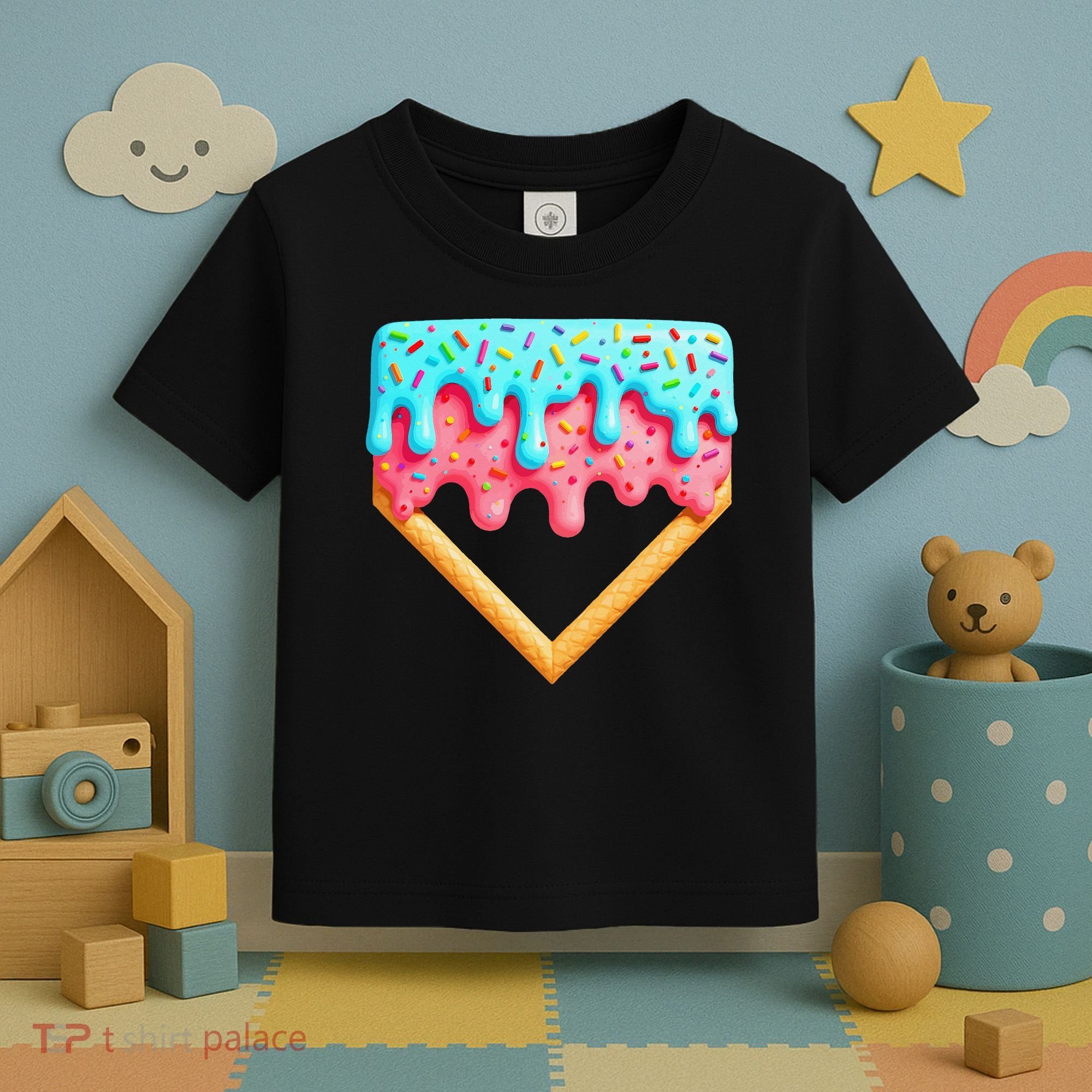 Ice Cream Drip Baseball Stuff Baseball Home Plate Dripping Toddler T-Shirt
