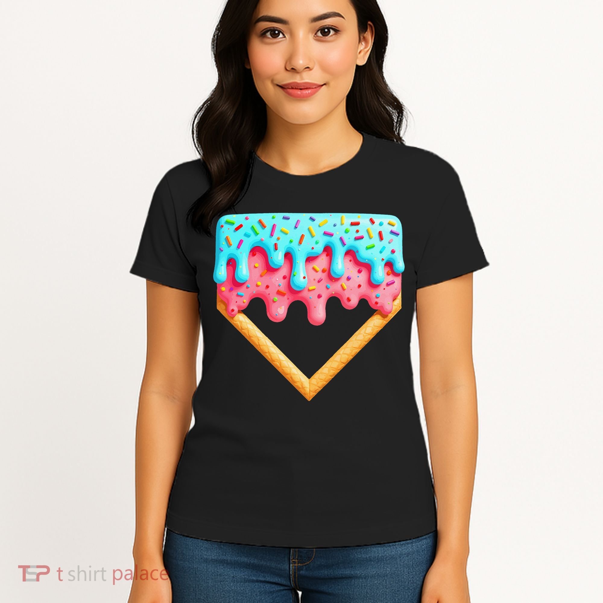 Ice Cream Drip Baseball Stuff Baseball Home Plate Dripping Women's T-Shirt