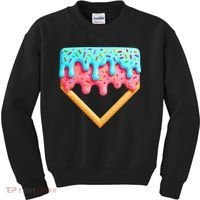 Ice Cream Drip Baseball Stuff Baseball Home Plate Dripping Kids Sweatshirt thumb 0