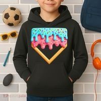 Ice Cream Drip Baseball Stuff Baseball Home Plate Dripping Kids Hoodie thumb 2