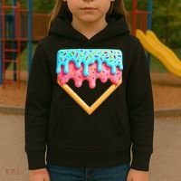 Ice Cream Drip Baseball Stuff Baseball Home Plate Dripping Kids Hoodie thumb 3