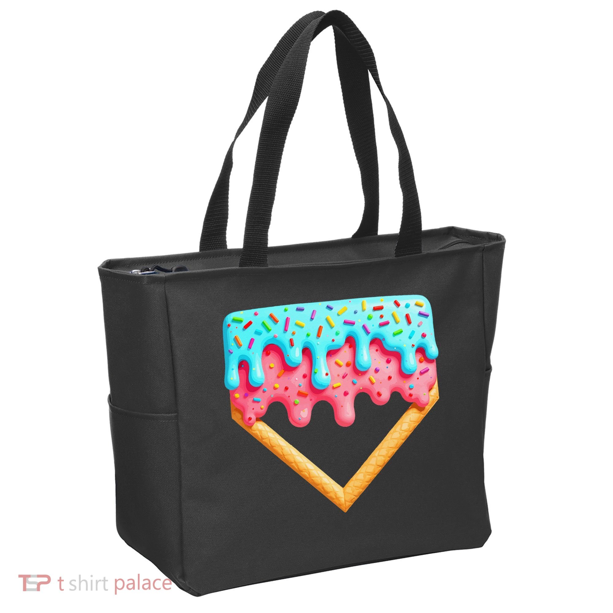 Ice Cream Drip Baseball Stuff Baseball Home Plate Dripping Tote Bag