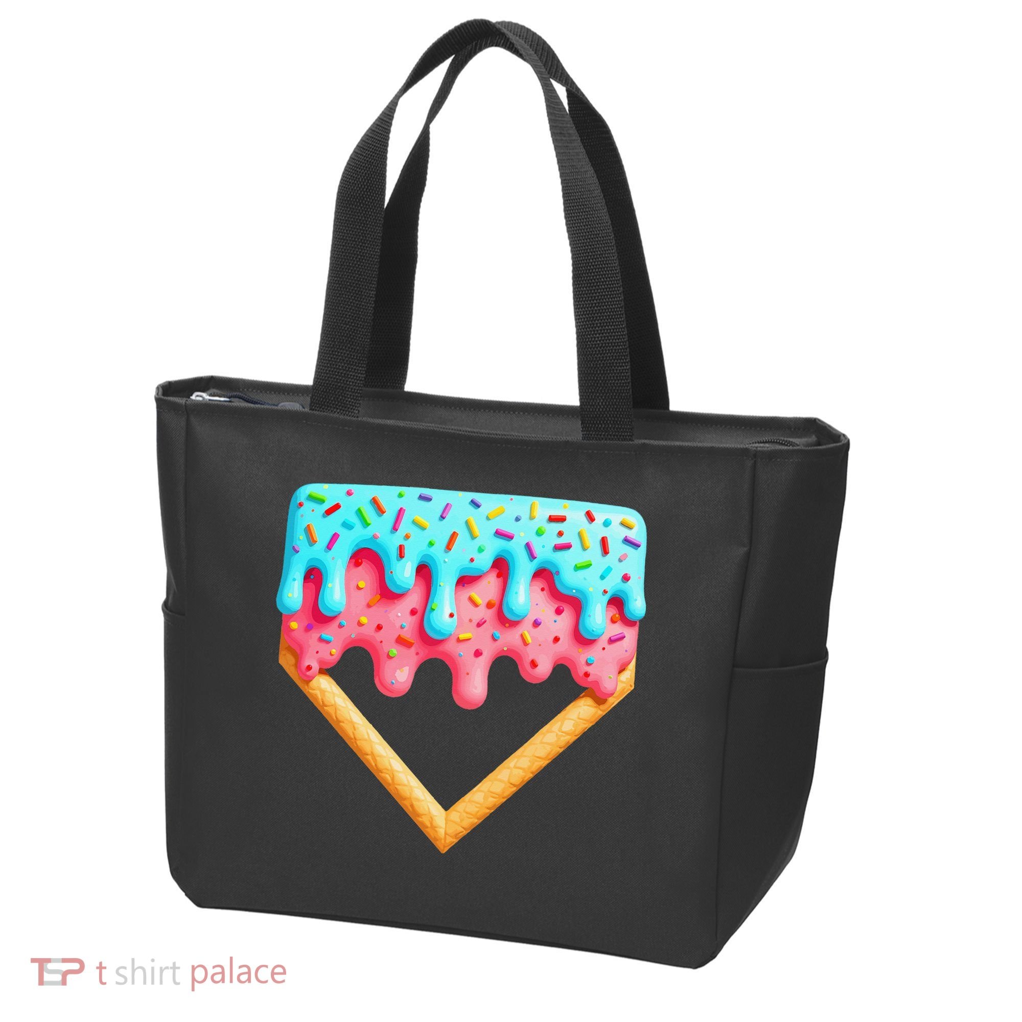 Ice Cream Drip Baseball Stuff Baseball Home Plate Dripping Tote Bag