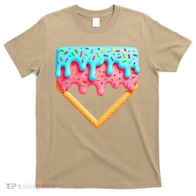 Ice Cream Drip Baseball Stuff Baseball Home Plate Dripping T-Shirt