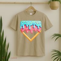 Ice Cream Drip Baseball Stuff Baseball Home Plate Dripping T-Shirt thumb 2