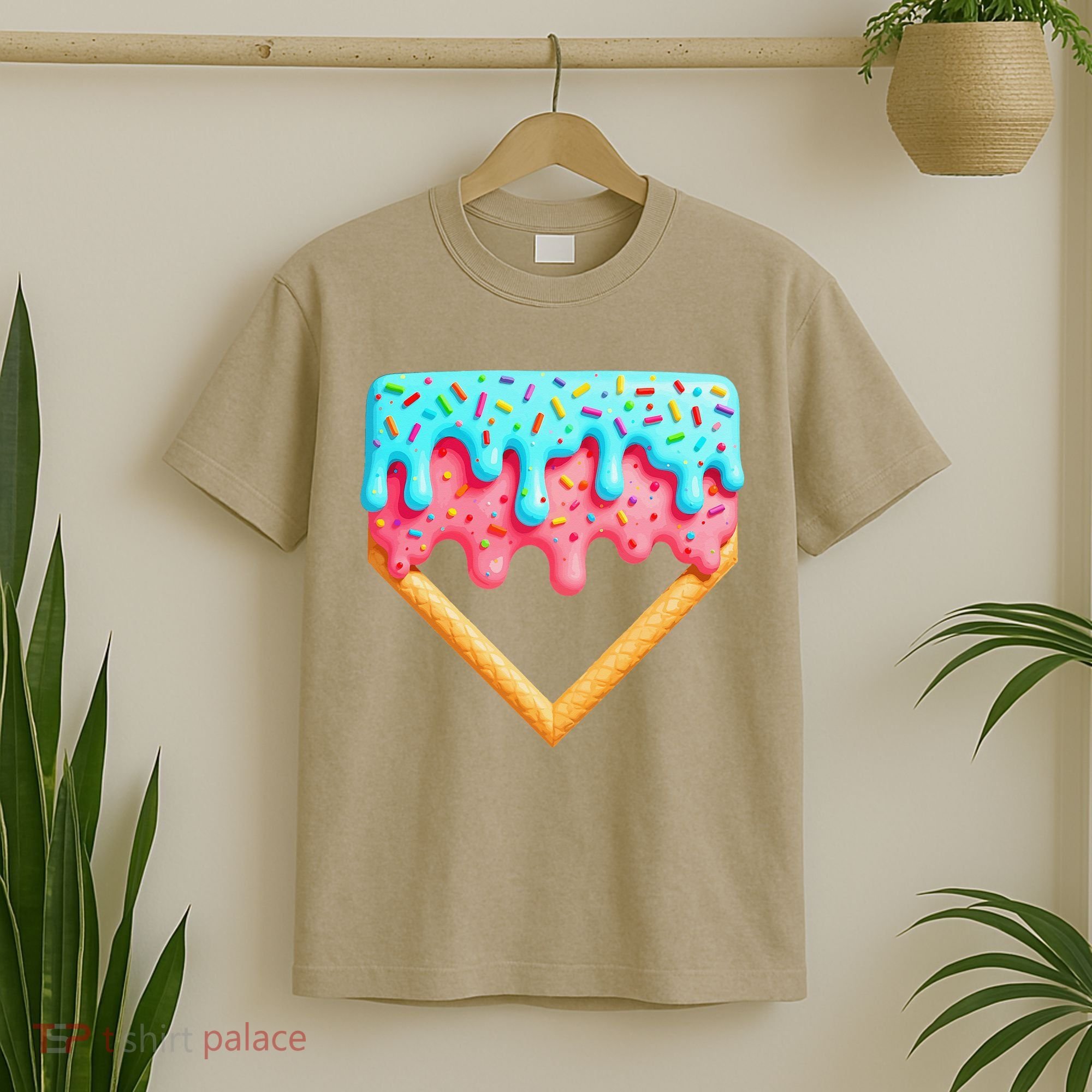 Ice Cream Drip Baseball Stuff Baseball Home Plate Dripping T-Shirt