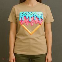 Ice Cream Drip Baseball Stuff Baseball Home Plate Dripping T-Shirt thumb 4