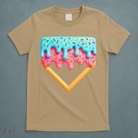Ice Cream Drip Baseball Stuff Baseball Home Plate Dripping T-Shirt thumb 5