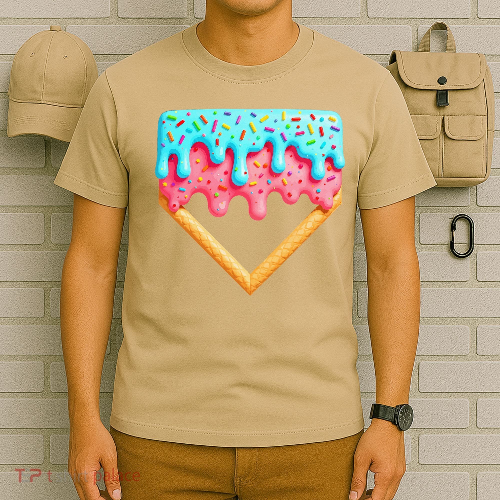 Ice Cream Drip Baseball Stuff Baseball Home Plate Dripping T-Shirt