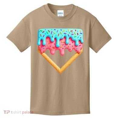 Ice Cream Drip Baseball Stuff Baseball Home Plate Dripping Kids T-Shirt