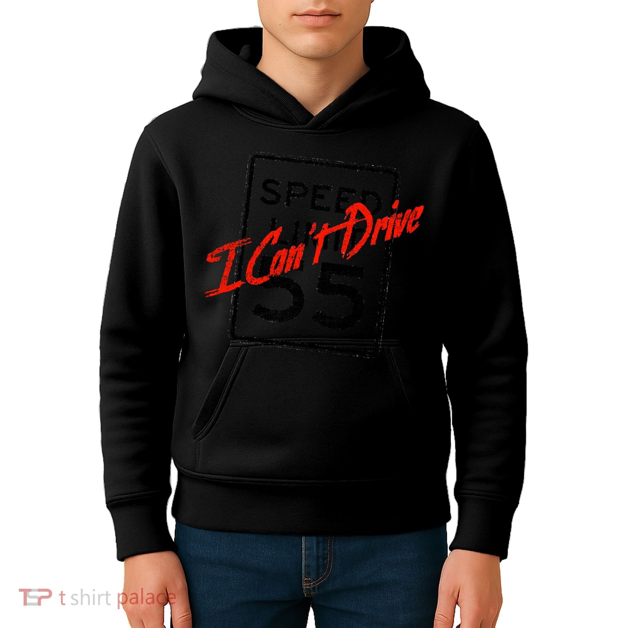 I Can't Drive 55 Distressed Kids Hoodie