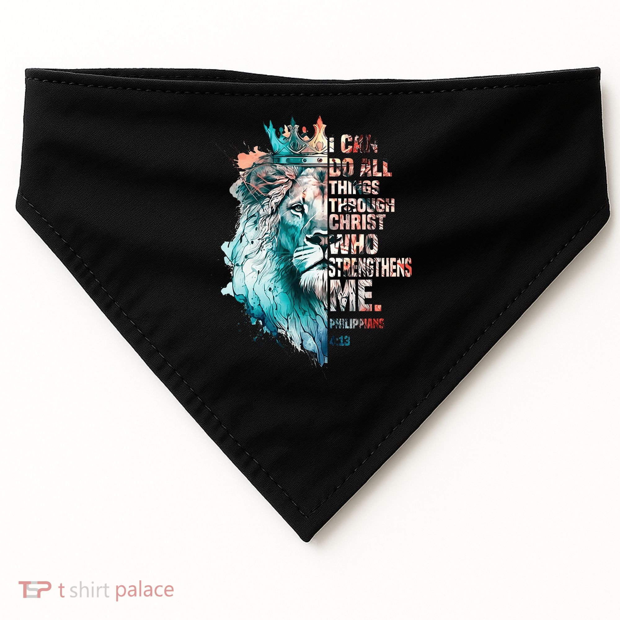 I Can Do All Things Through Christ Lion Faith Christian USA-Made Doggie Bandana