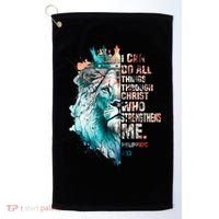 I Can Do All Things Through Christ Lion Faith Christian Golf Towel thumb 0
