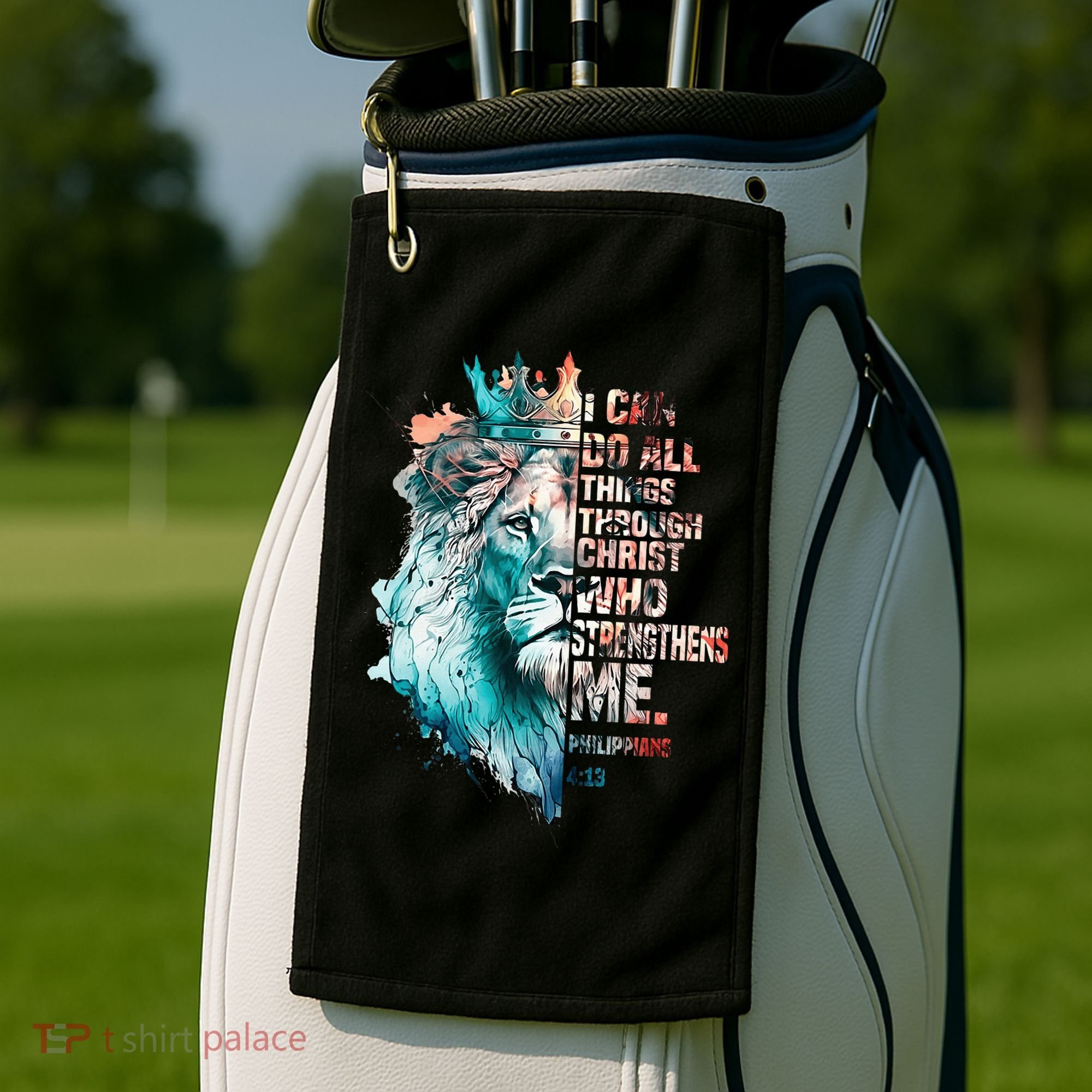 I Can Do All Things Through Christ Lion Faith Christian Golf Towel