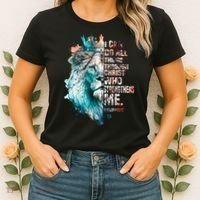 I Can Do All Things Through Christ Lion Faith Christian Women's T-Shirt thumb 2