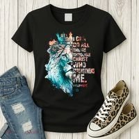 I Can Do All Things Through Christ Lion Faith Christian Women's T-Shirt thumb 3