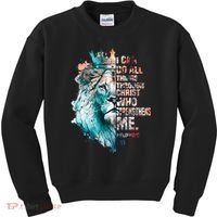 I Can Do All Things Through Christ Lion Faith Christian Kids Sweatshirt thumb 0