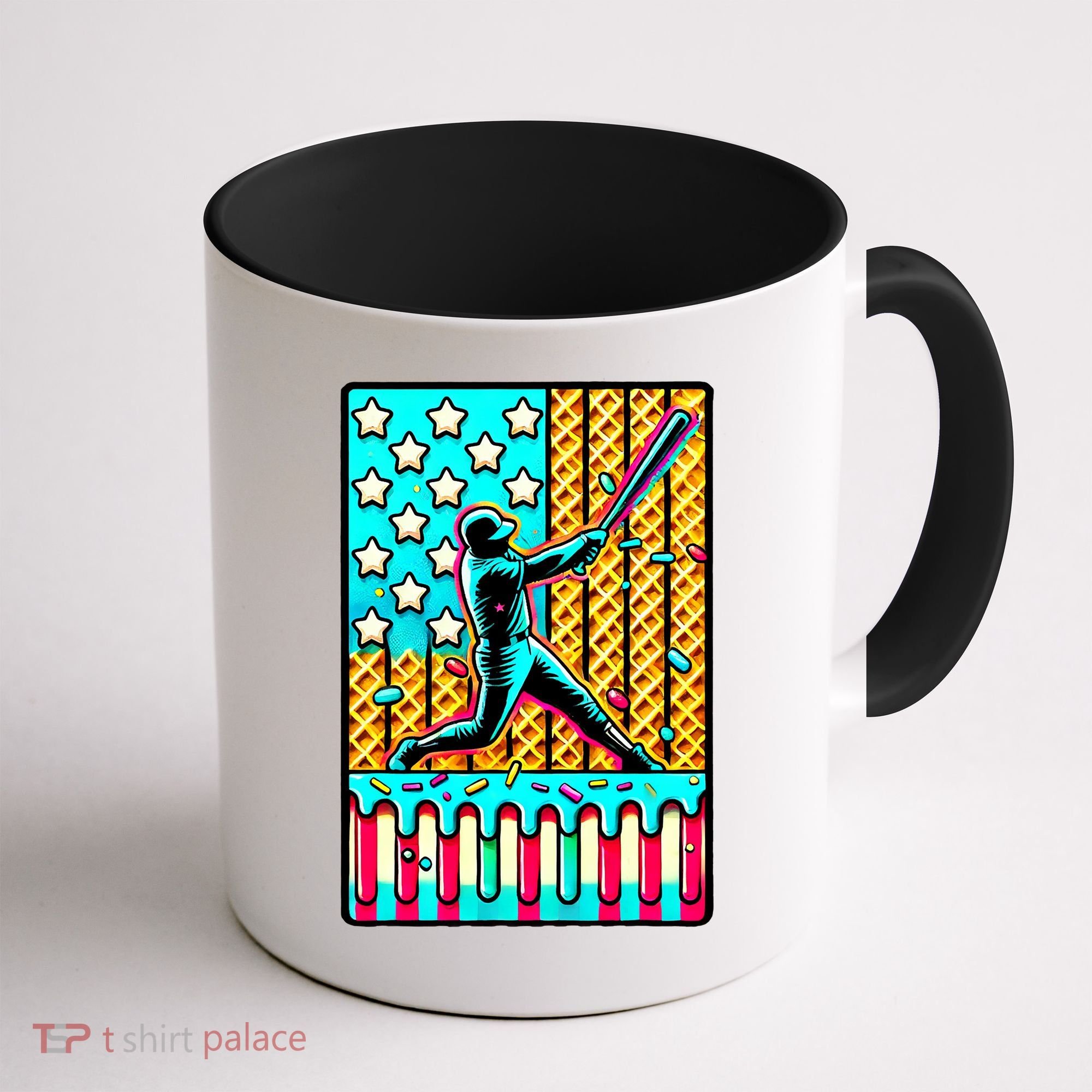 Ice Cream Drip Baseball Stuff Drip For B.oys American Flag Coffee Mug