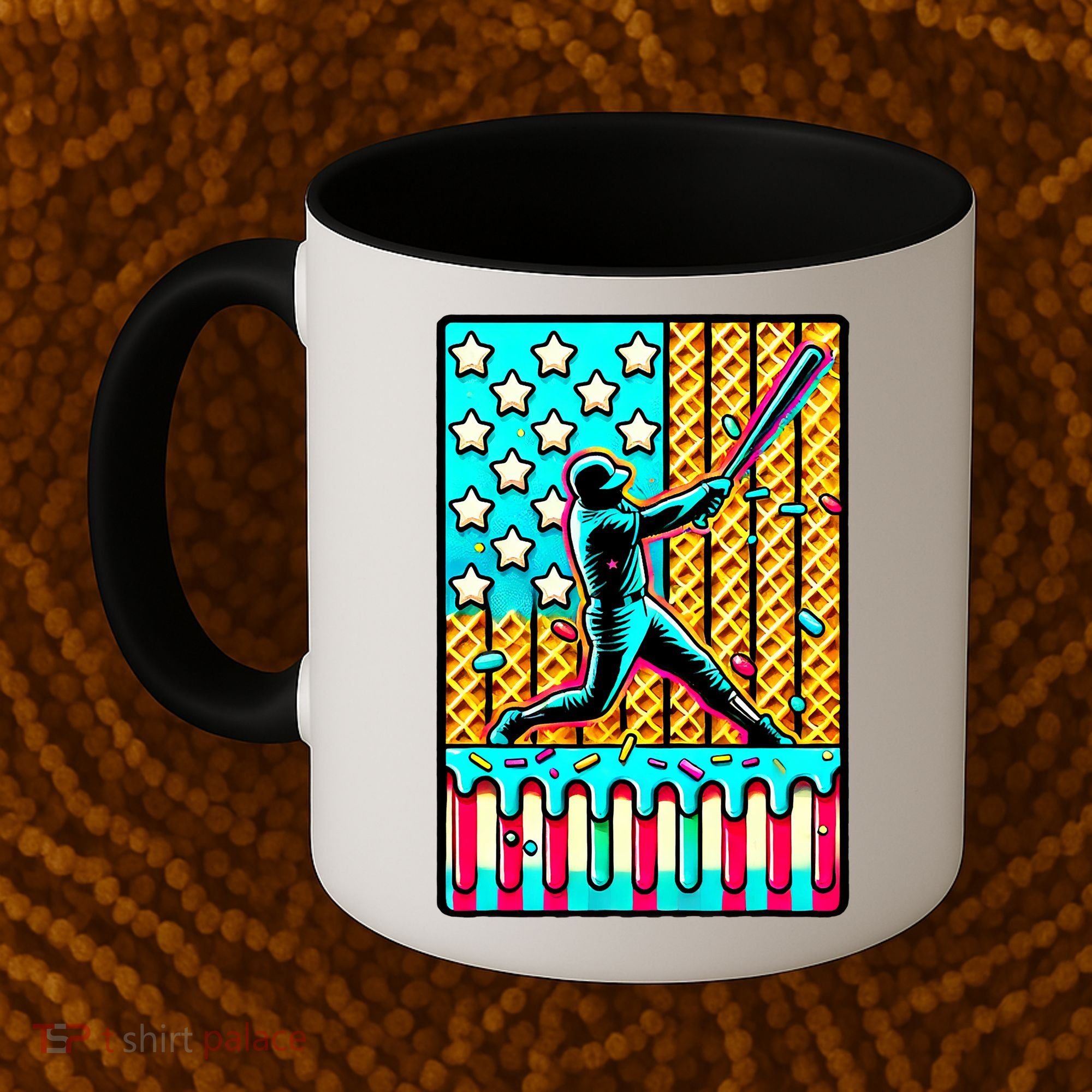 Ice Cream Drip Baseball Stuff Drip For B.oys American Flag Coffee Mug