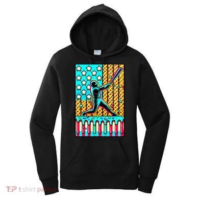 Ice Cream Drip Baseball Stuff Drip For B.oys American Flag Women's Hoodie