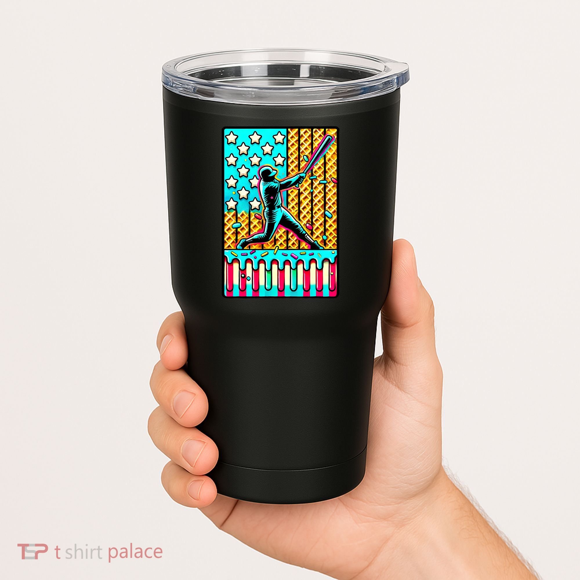 Ice Cream Drip Baseball Stuff Drip For B.oys American Flag Tumbler