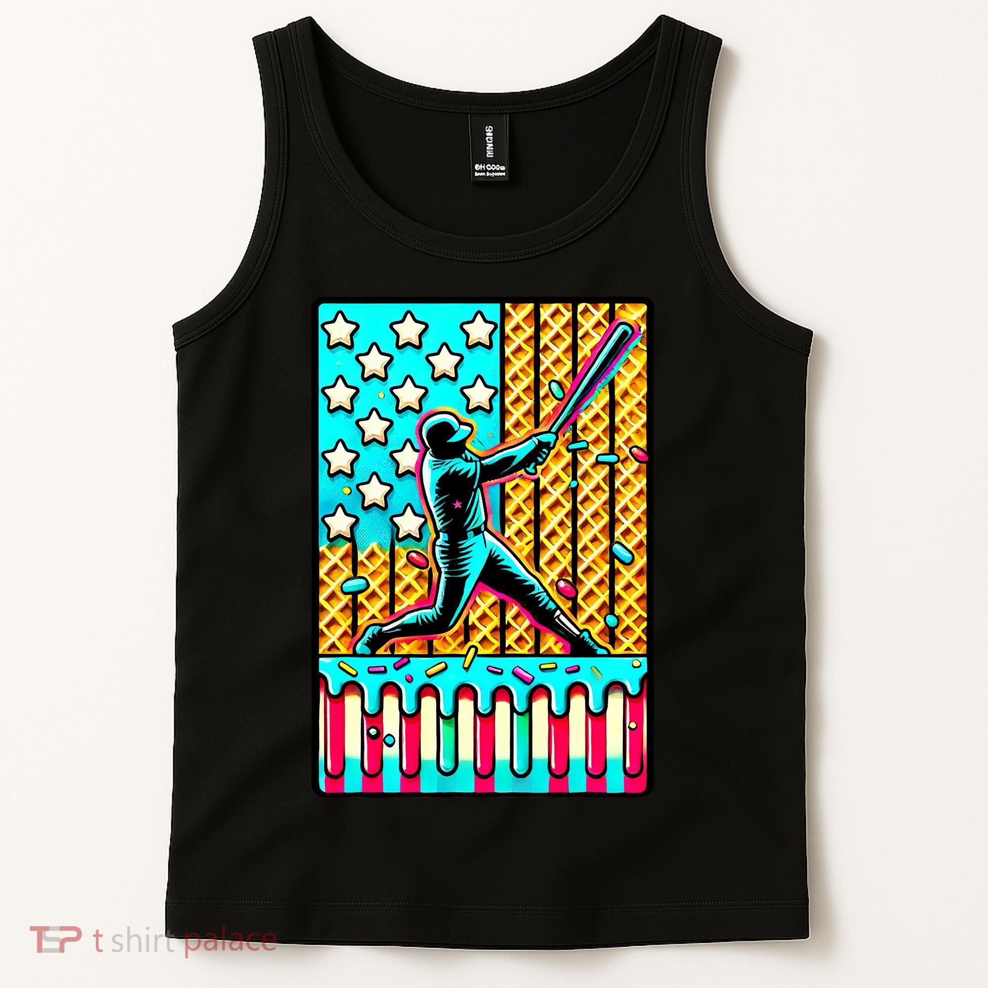 Ice Cream Drip Baseball Stuff Drip For B.oys American Flag Tank Top