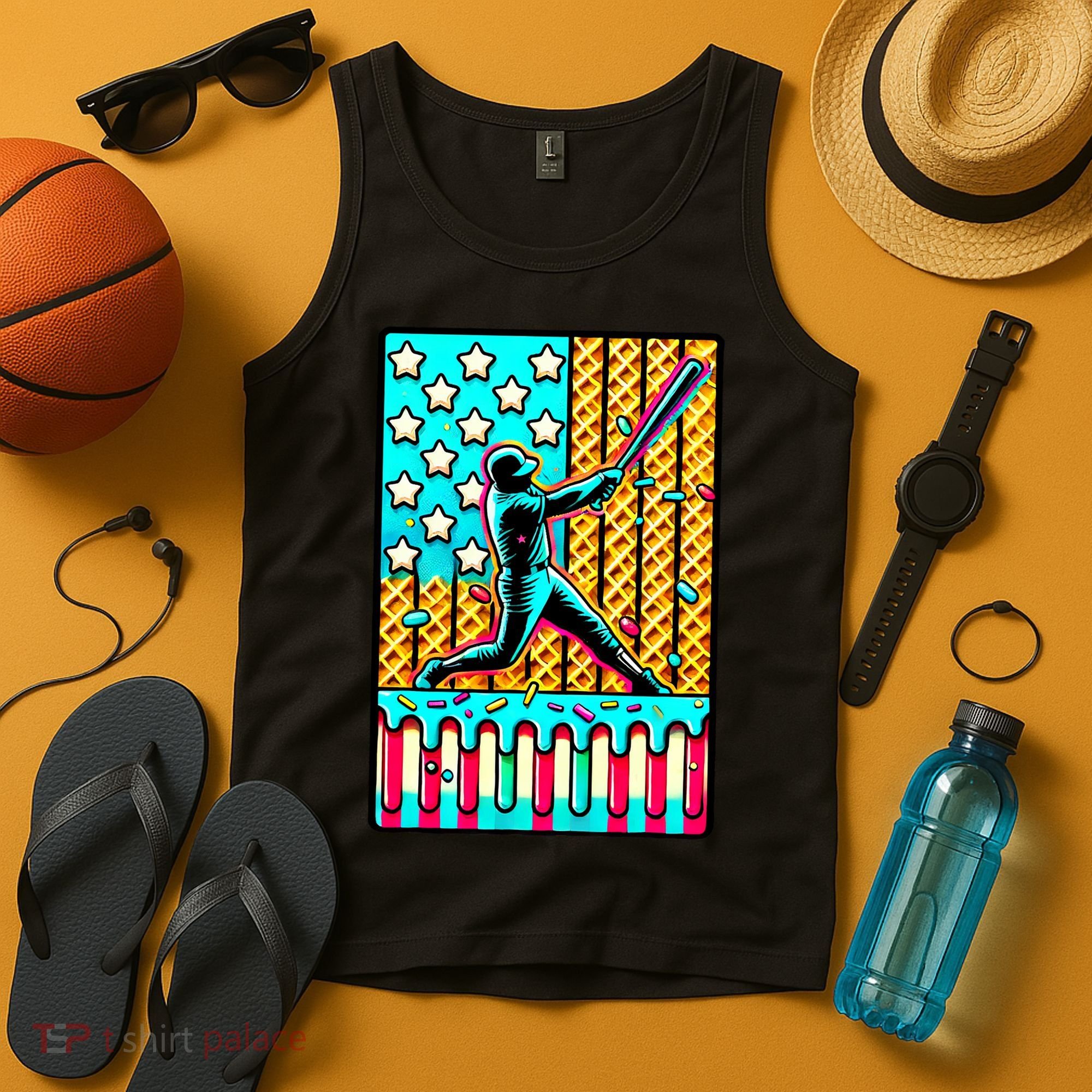 Ice Cream Drip Baseball Stuff Drip For B.oys American Flag Tank Top