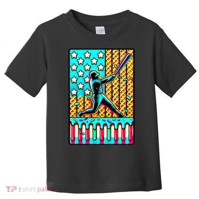 Ice Cream Drip Baseball Stuff Drip For B.oys American Flag Toddler T-Shirt