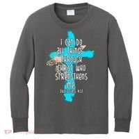 I Can Do All Things Through Christ Philippians 4:13 Bible Verse Kids Long Sleeve Shirt thumb 0
