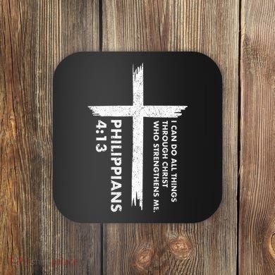 I Can Do All Things Through Christ Front & Back Cross Coaster