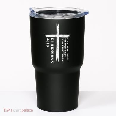 I Can Do All Things Through Christ Front & Back Cross Tumbler