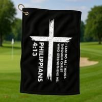 I Can Do All Things Through Christ Front & Back Cross Golf Towel thumb 1