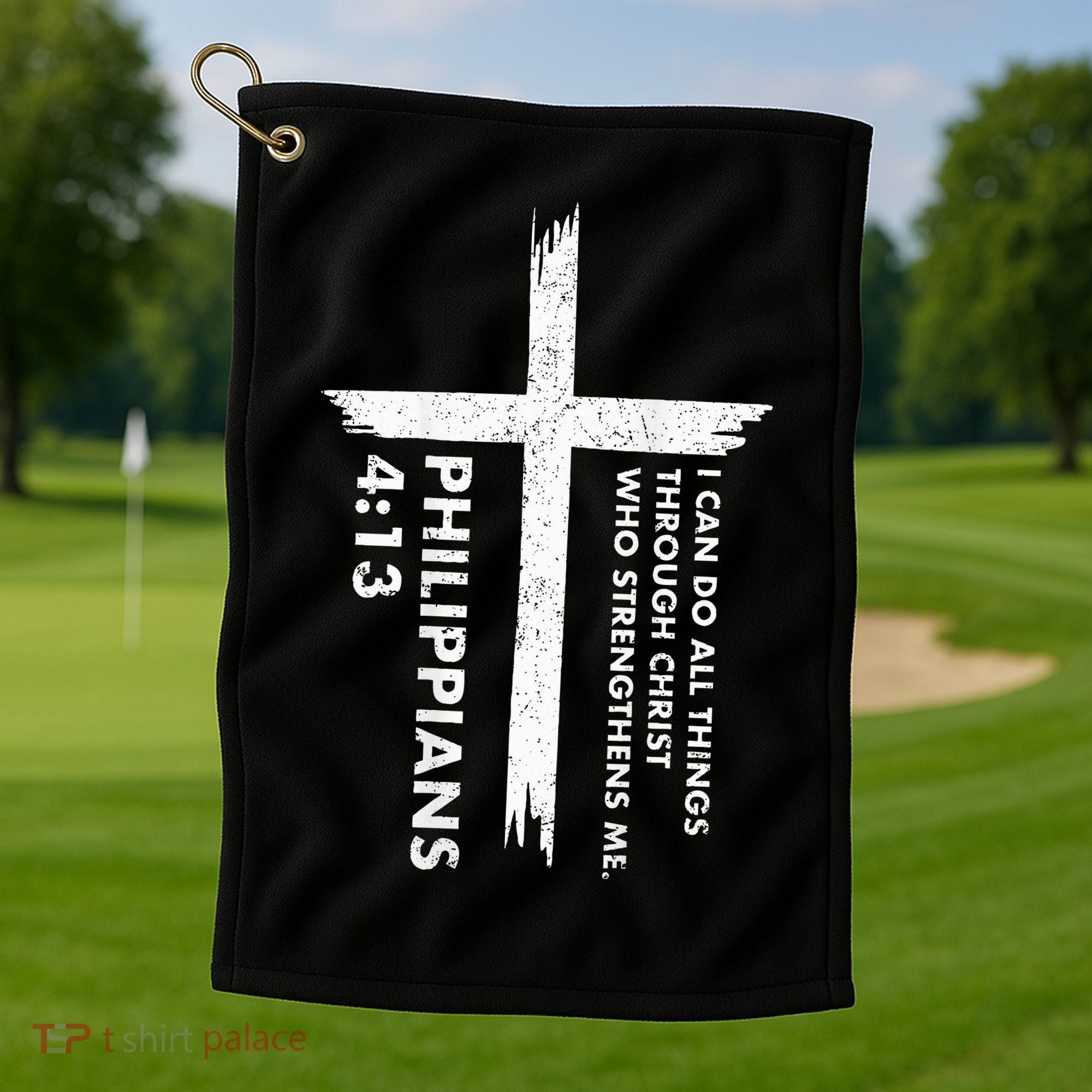 I Can Do All Things Through Christ Front & Back Cross Golf Towel