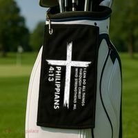 I Can Do All Things Through Christ Front & Back Cross Golf Towel thumb 2