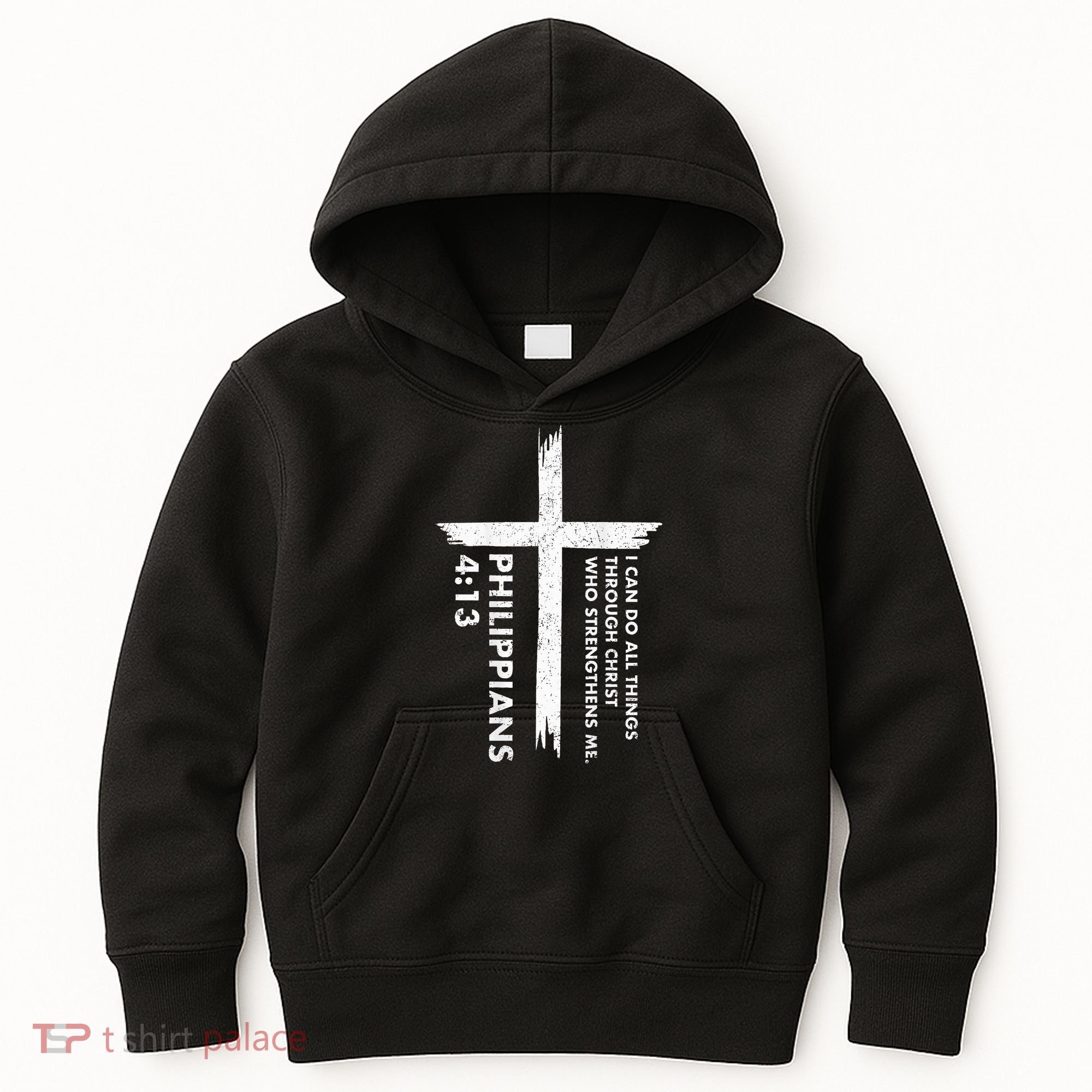 I Can Do All Things Through Christ Front & Back Cross Kids Hoodie
