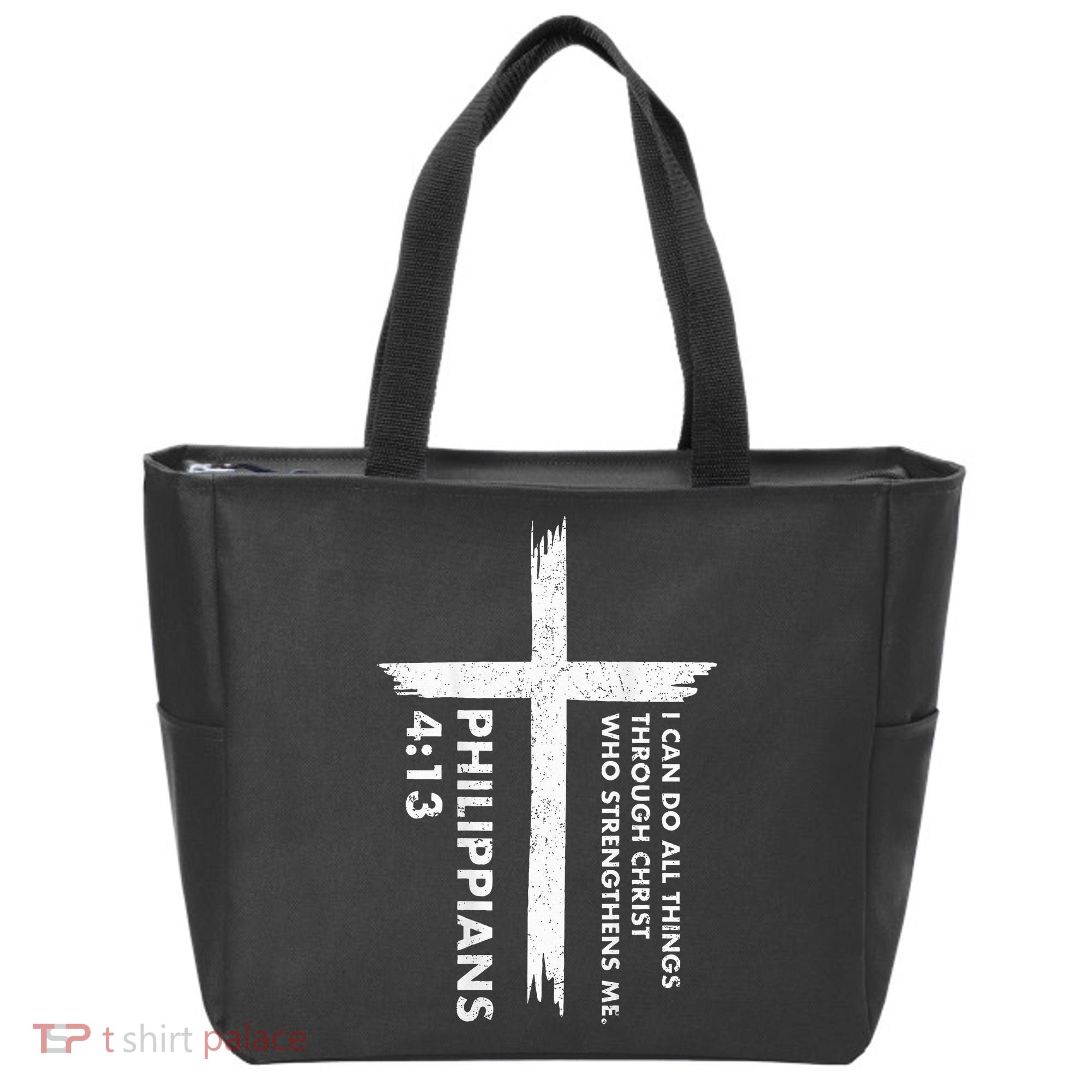 I Can Do All Things Through Christ Front & Back Cross Tote Bag