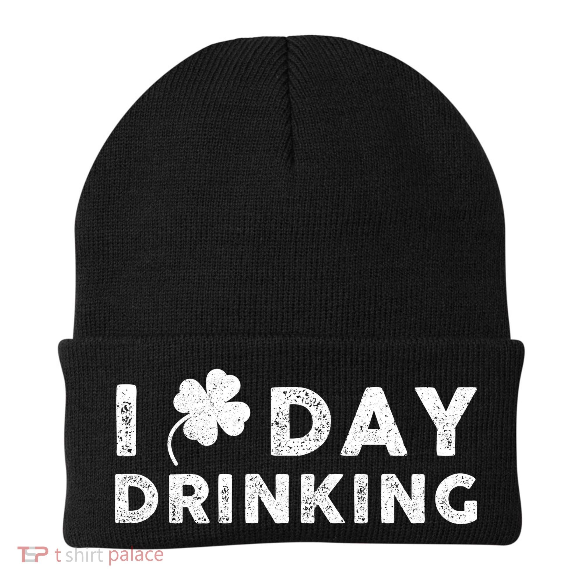 I Clover Day Drinking St Patrick Day Funny Beanie