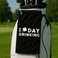 I Clover Day Drinking St Patrick Day Funny Golf Towel thumb 2