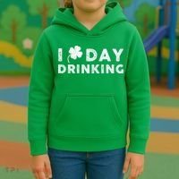 I Clover Day Drinking St Patrick Day Funny Kids Hoodie thumb 3