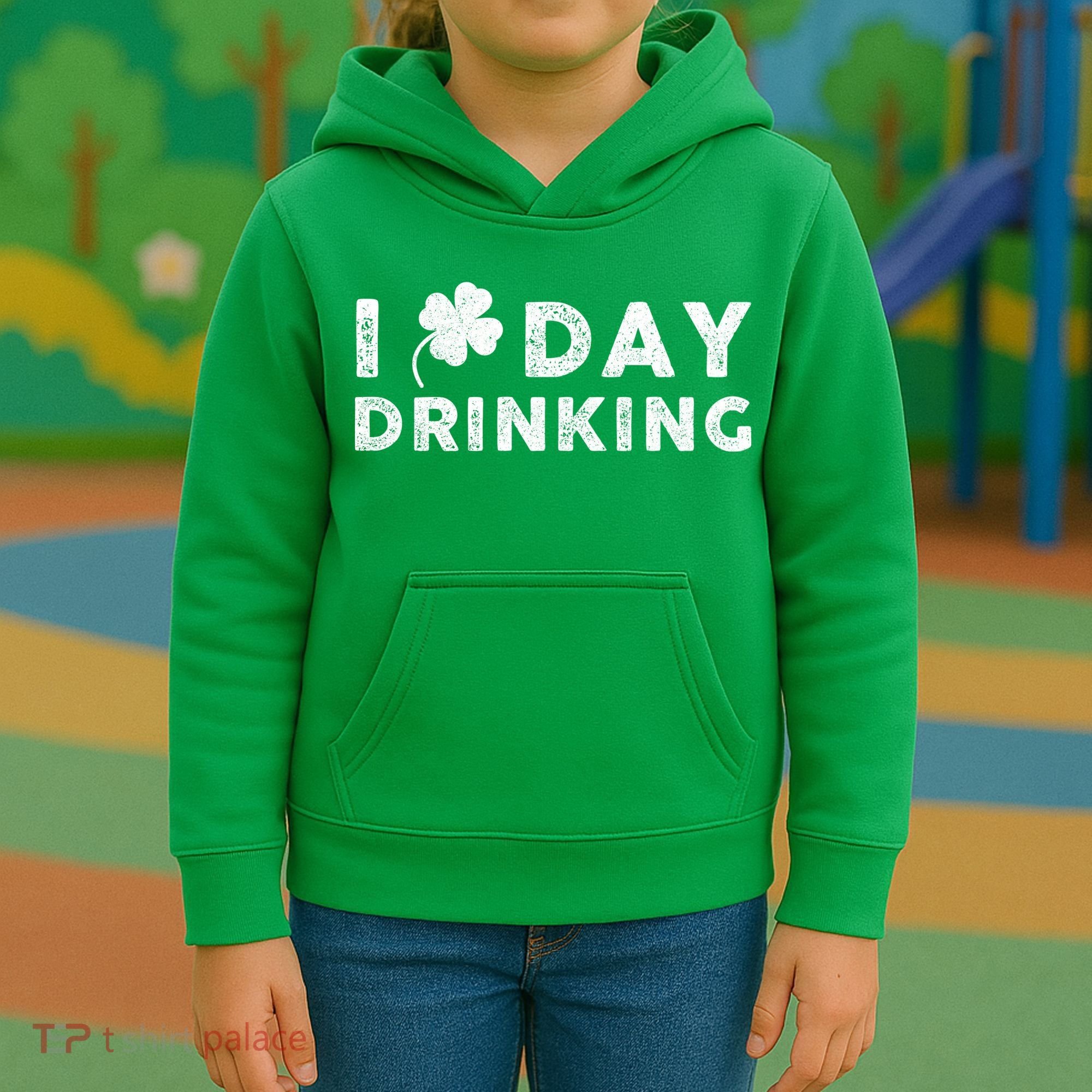 I Clover Day Drinking St Patrick Day Funny Kids Hoodie