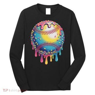 Ice Cream Drip Baseball Stuff Baseball Drip For Long Sleeve Shirt