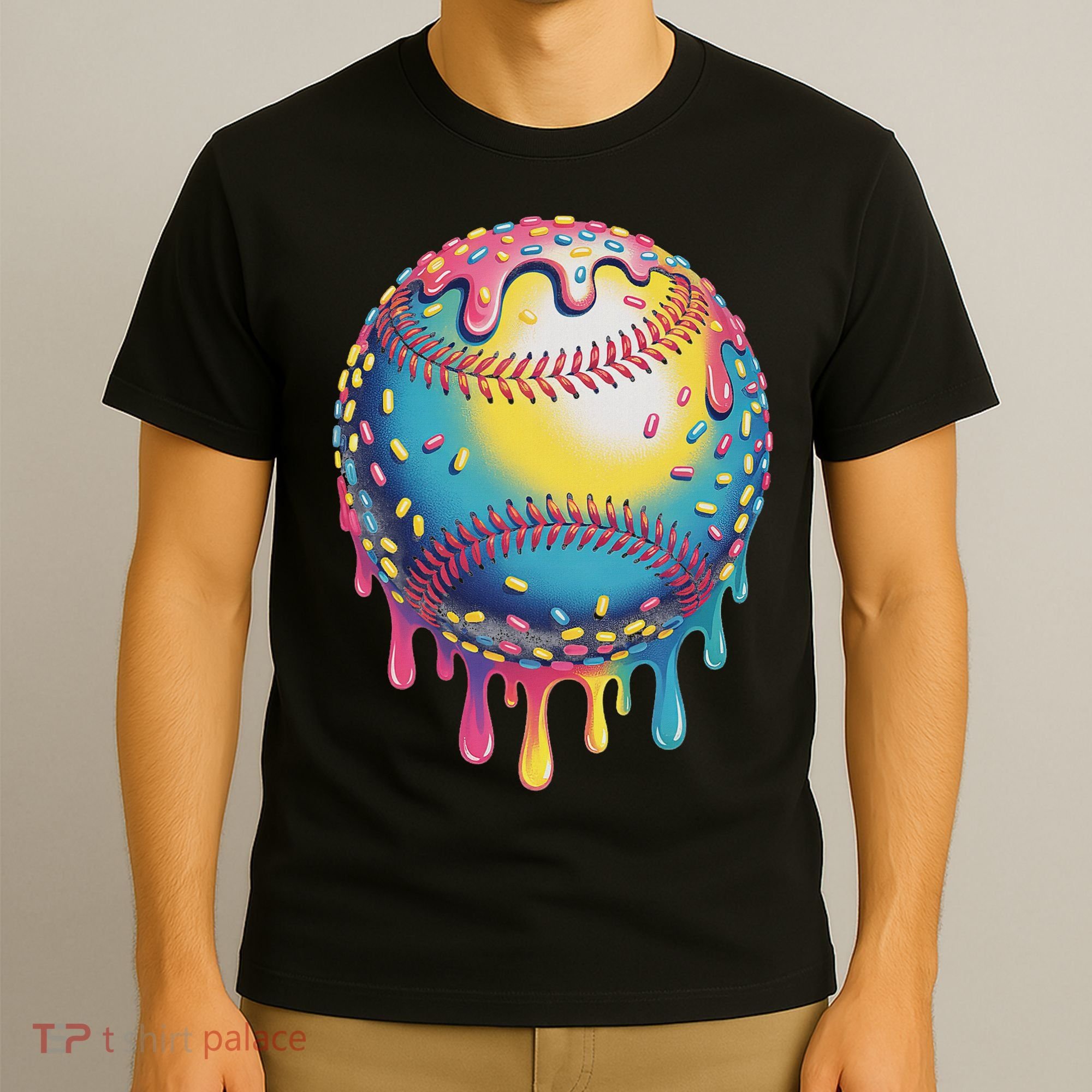 Ice Cream Drip Baseball Stuff Baseball Drip For T-Shirt
