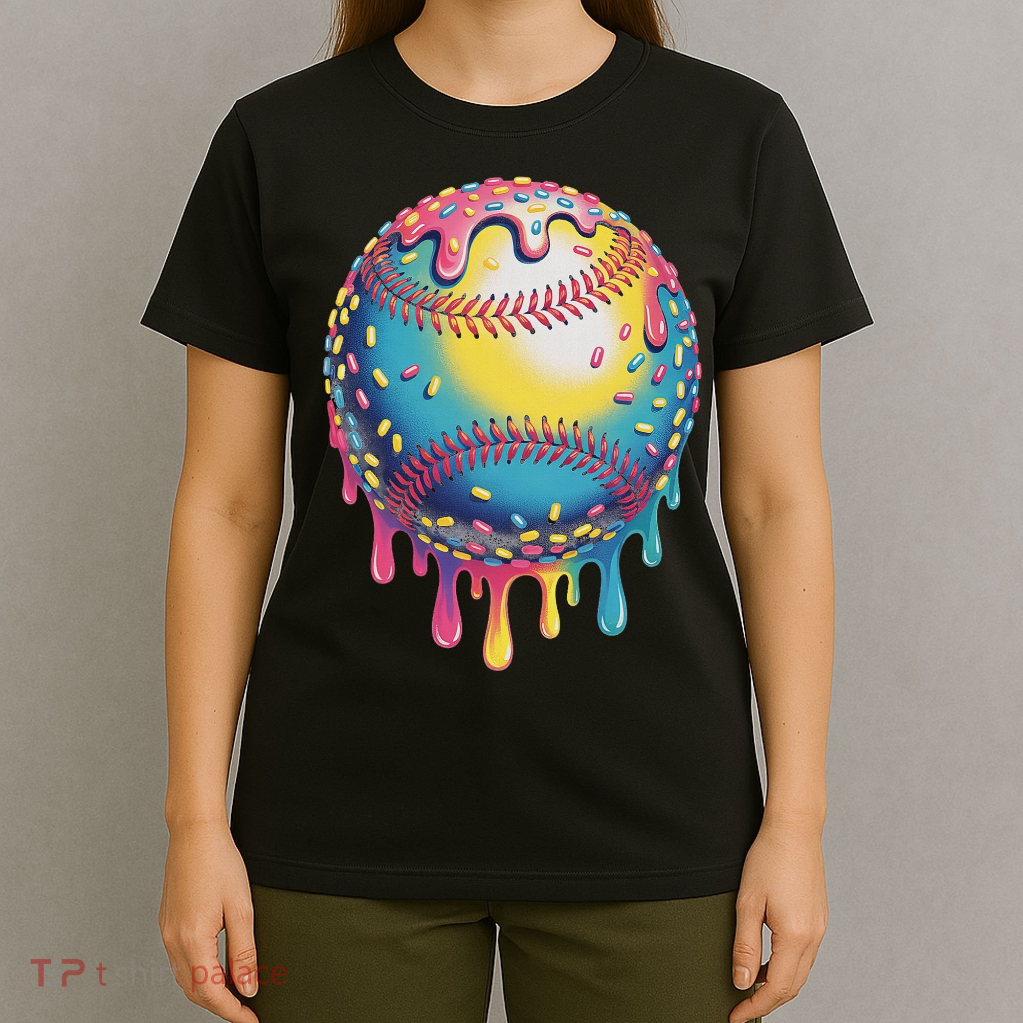 Ice Cream Drip Baseball Stuff Baseball Drip For T-Shirt