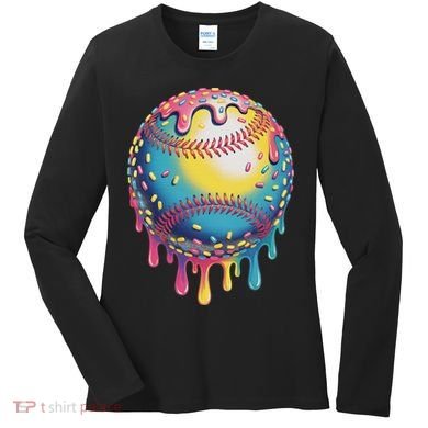 Ice Cream Drip Baseball Stuff Baseball Drip For Women's Long Sleeve Shirt