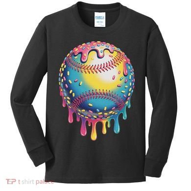 Ice Cream Drip Baseball Stuff Baseball Drip For Kids Long Sleeve Shirt