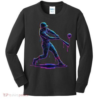 Ice Cream Drip Baseball Player Drip With Sprinkles Kids Long Sleeve Shirt