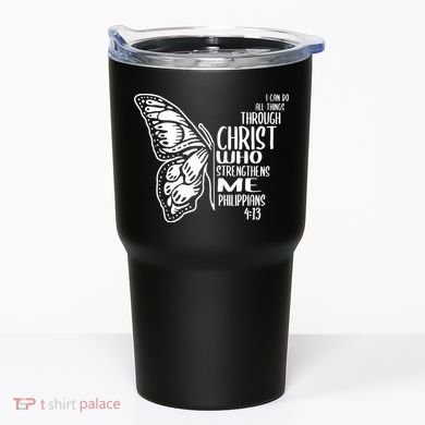 I Can Do All Things Through Christ Butterfly Tumbler